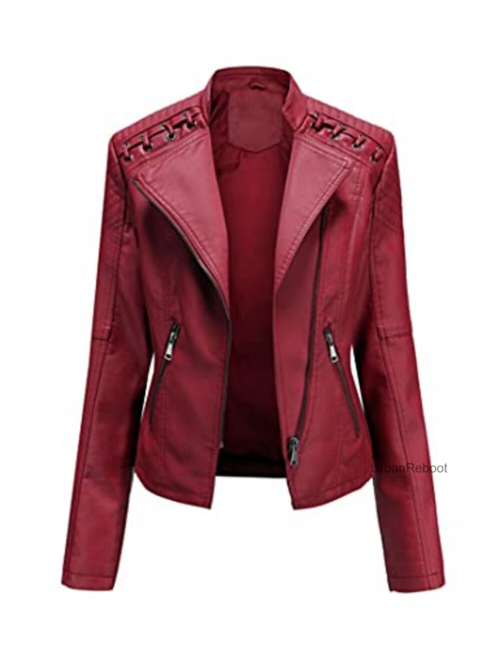 Faux Leather PU Slim Fit Punk Motorcycle Biker Short Jacket Coat